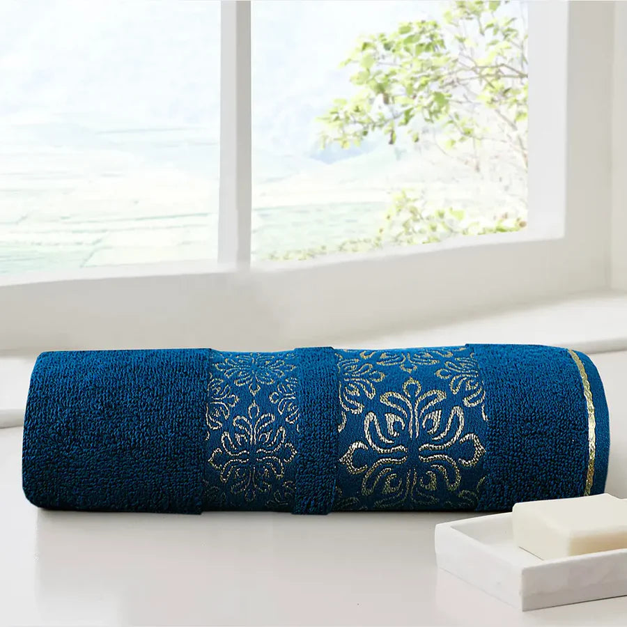 Teal Flower Bath Towel
