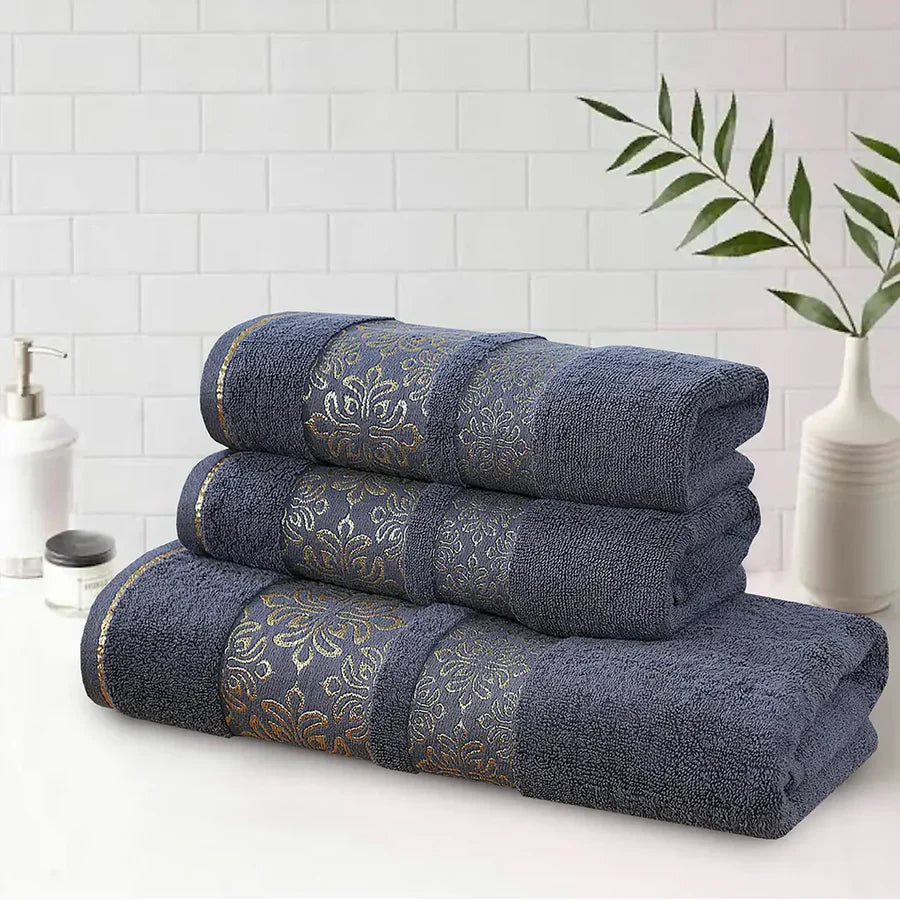 Grey Flower Bath Towel