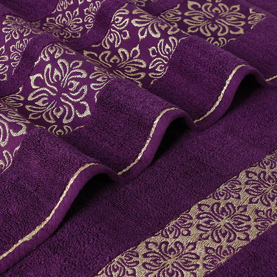 Magenta Flower - 3-Pcs Jacquard Towel Set