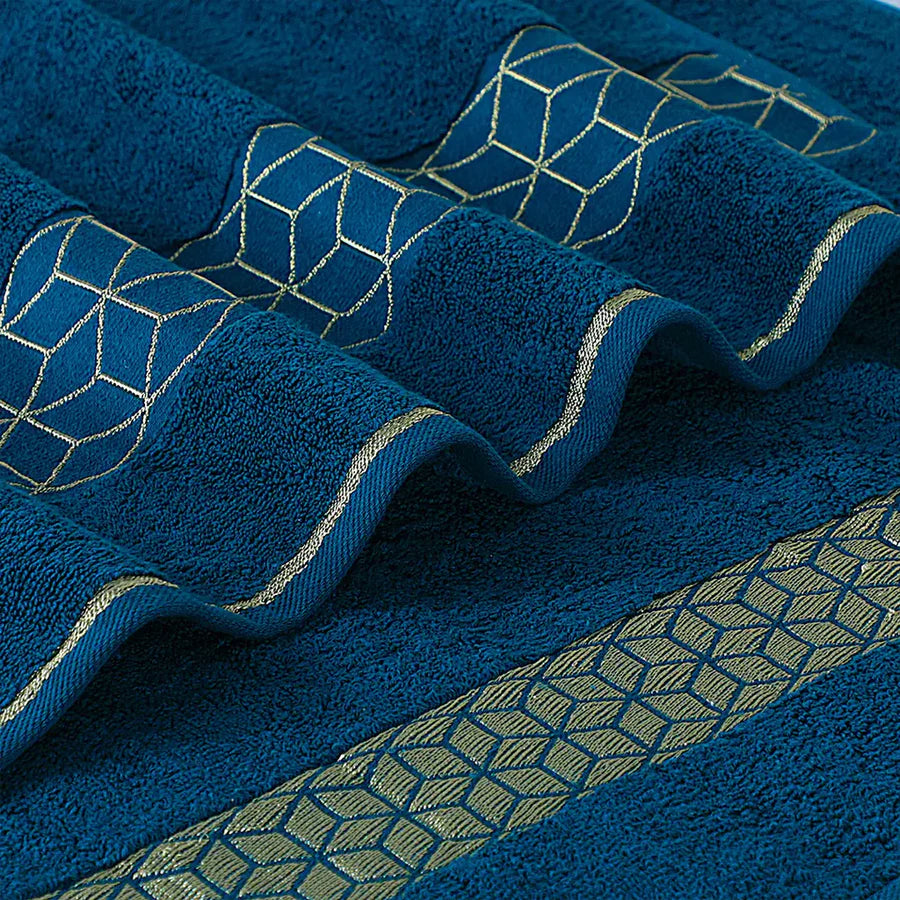 Teal Diamond Flower Bath Towel