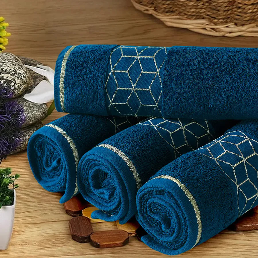 Teal Diamond Flower Bath Towel