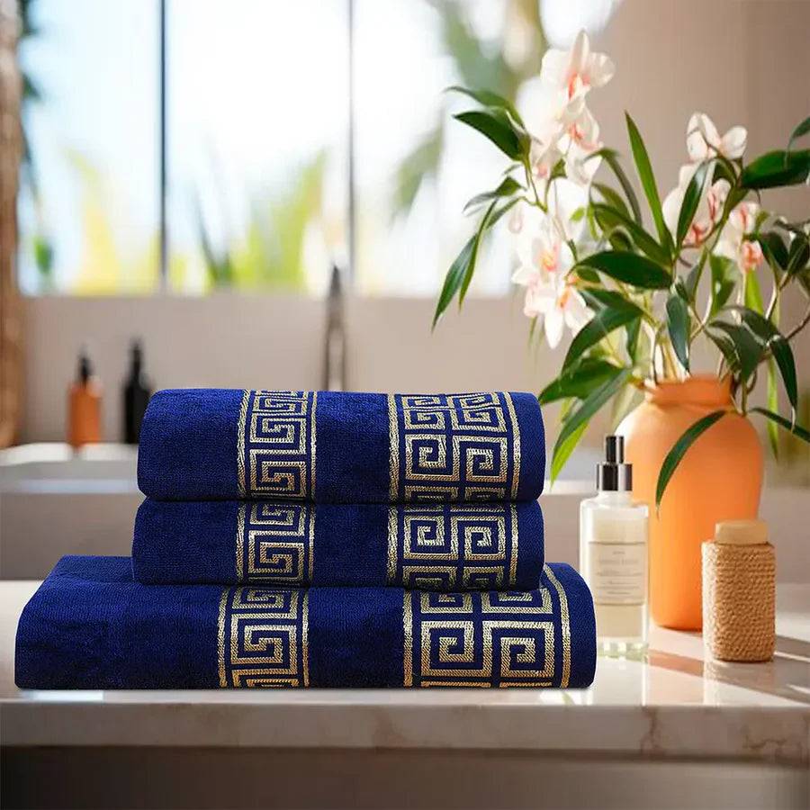 Navy Versatile - 3-Pcs Jacquard Towel Set