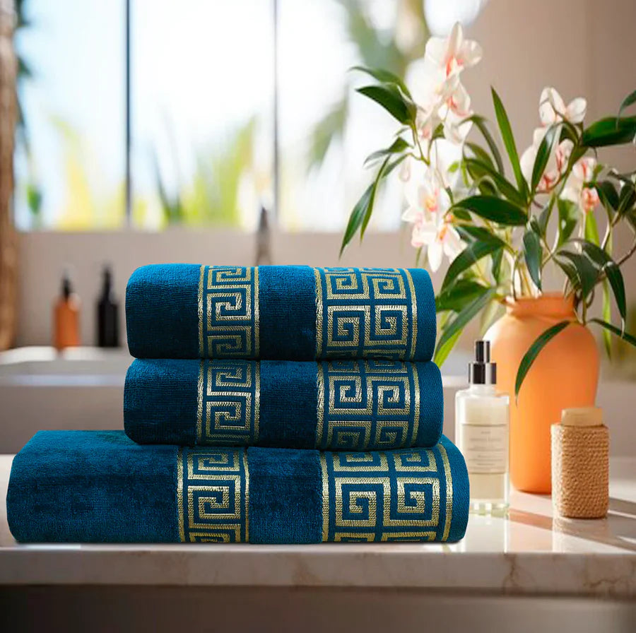 Teal Versatile - 3-Pcs Jacquard Towel Set