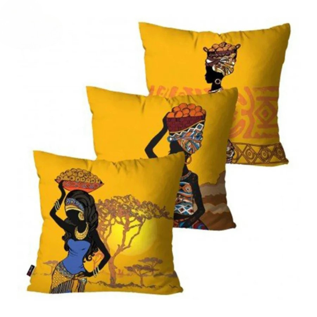 Cushion Covers Digital Golden 3 Pcs